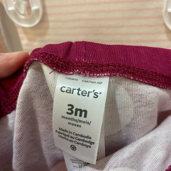 Carter’s Baby 3 Pc Pink Pants Outfit w/Hooded Fleece Zip Up Vest - 3 Mos - Picture 9 of 11